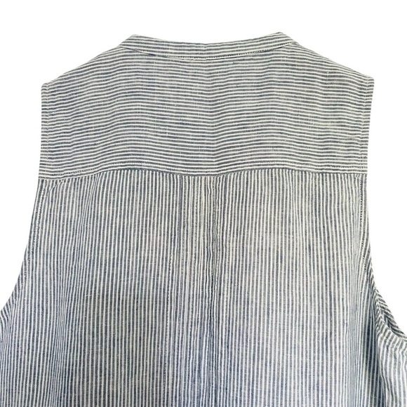 Faherty Isha Dress Linen Blue Mini Stripe Size S NEW - Picture 9 of 16